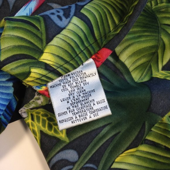 Mens Hawaiian Shirt Bill Blass Tropical Birds Colorful red green yellow- XXL 2XL - Picture 5 of 8